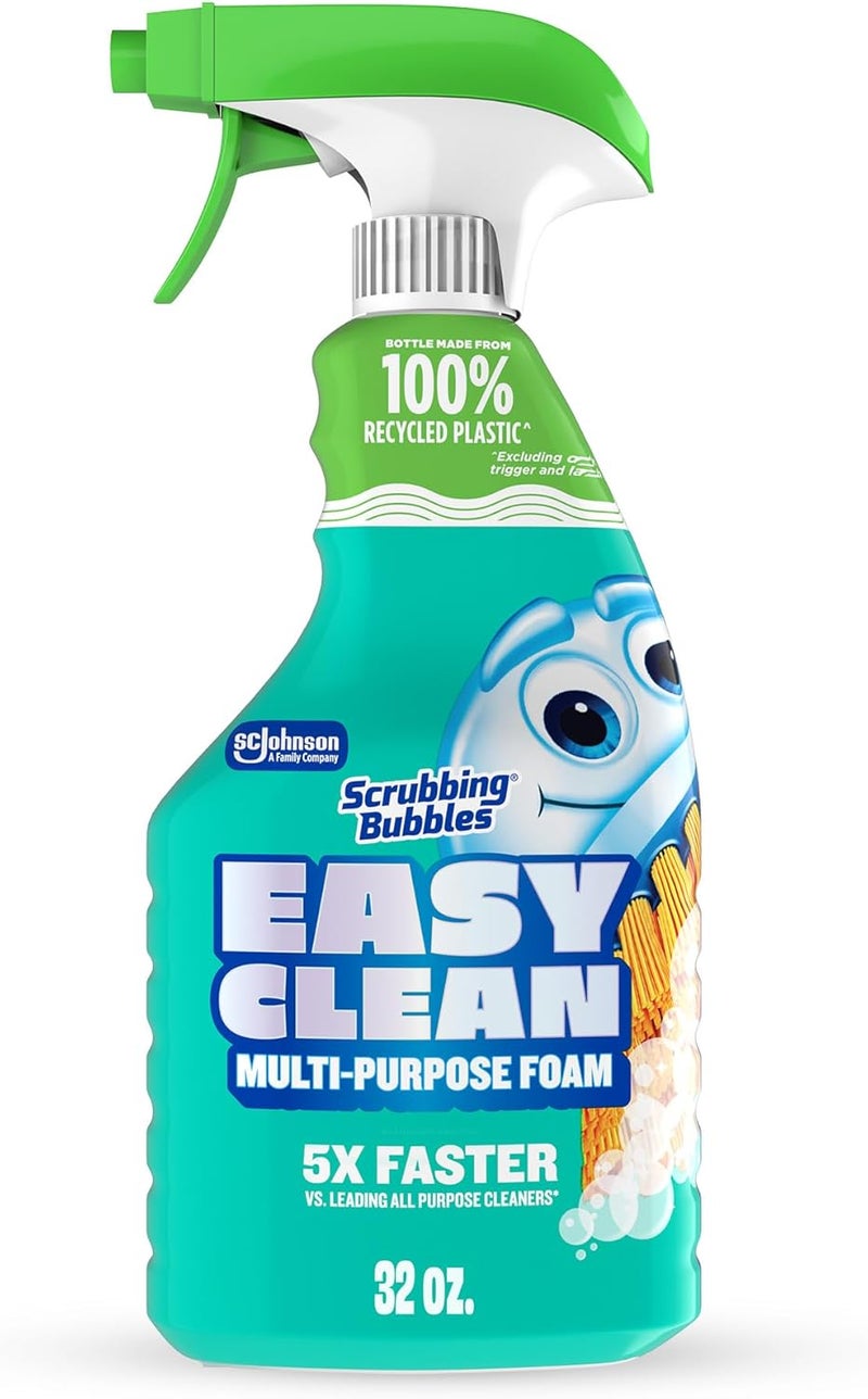 Scrubbing Bubbles Easy Clean Foaming Multipurpose Bleach-Free Bathroom Cleaner, Fast-Acting Foam Cleans Limescale, Dirt and Grime on Showers, Sinks, Toilets, Tiles, Counters, & More, 32oz Spray - Image 1